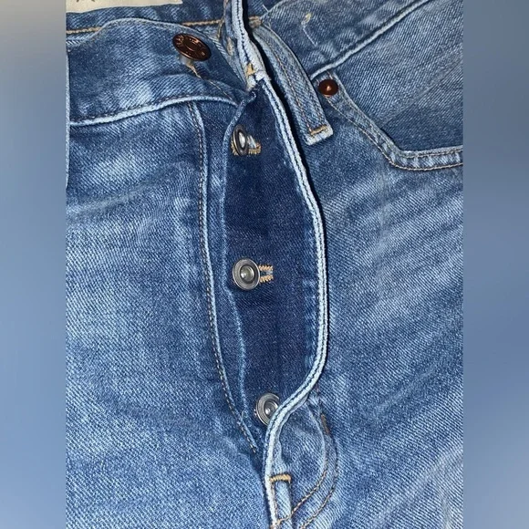 Madewell Dad Jean Denim Button Front Shorts - Size 27 - Picture 7 of 9